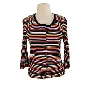 Sonia Rykiel Multicolor Striped Velour Cardigan